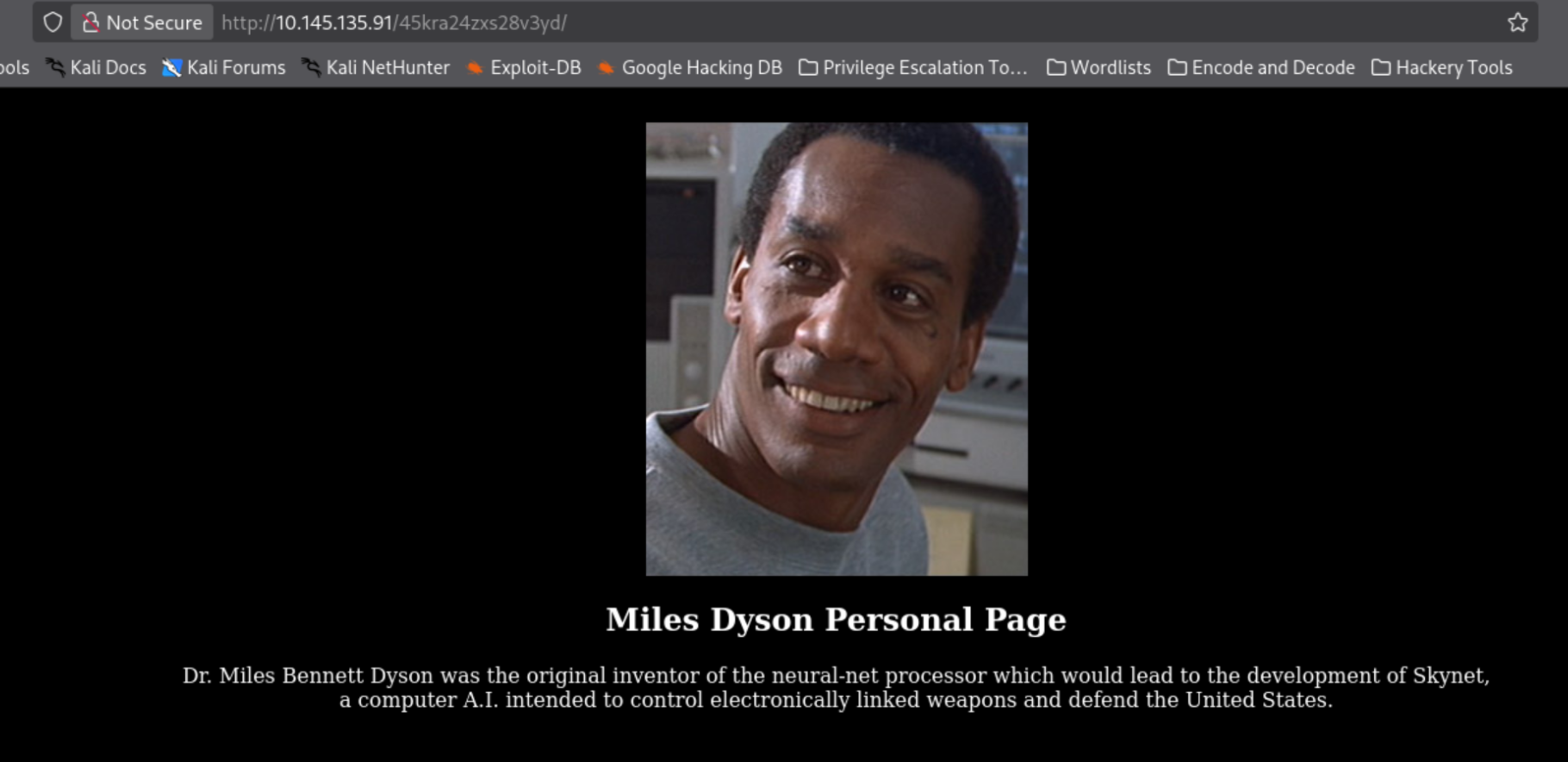 hidden directory serving Miles Dyson's personal page